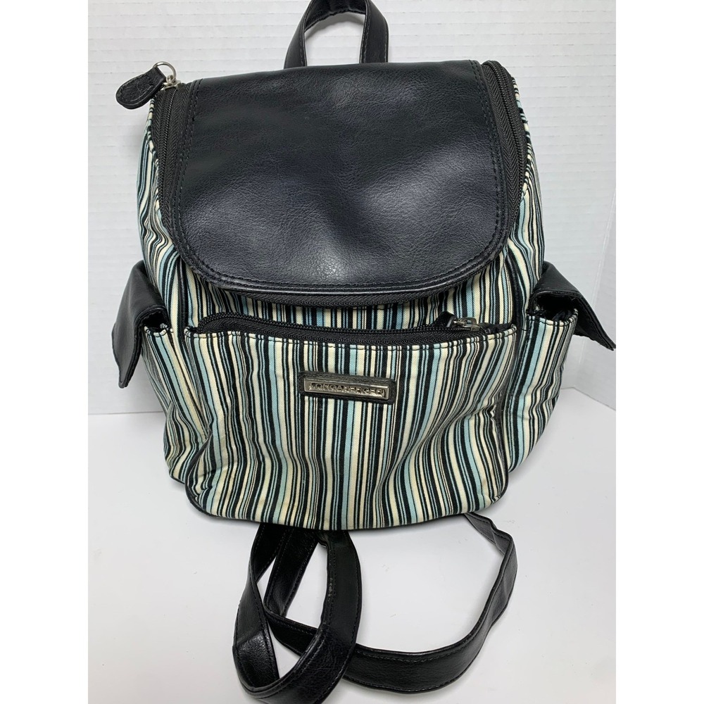 Longaberger Striped Backpack Purse Convertible Shoulder Bag Small